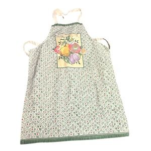 Floral Green Apron with Fruit Design